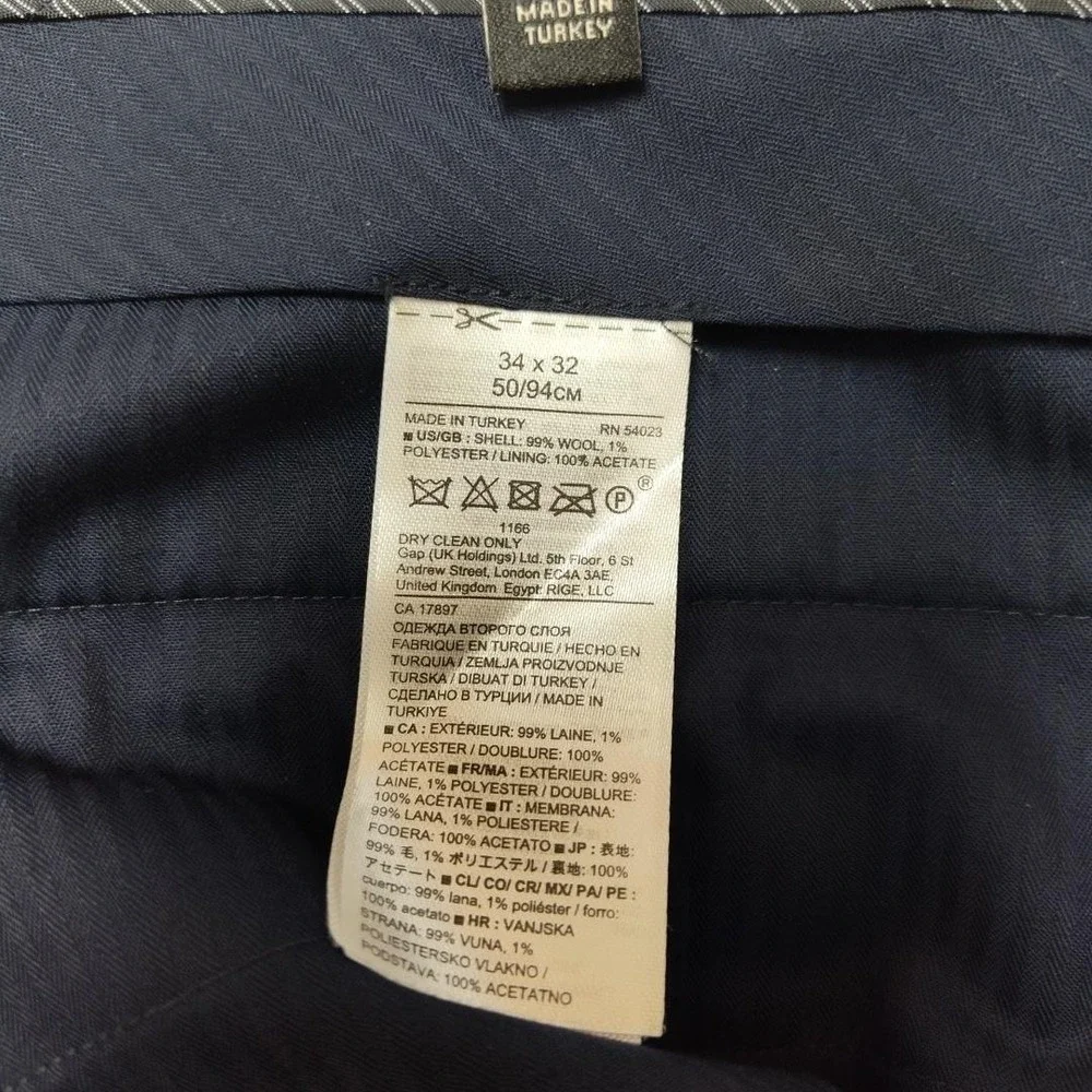 Banana Republic Pants Men 34x32 Blue Striped Marzotto 130s Wool Dress Slack HOLE